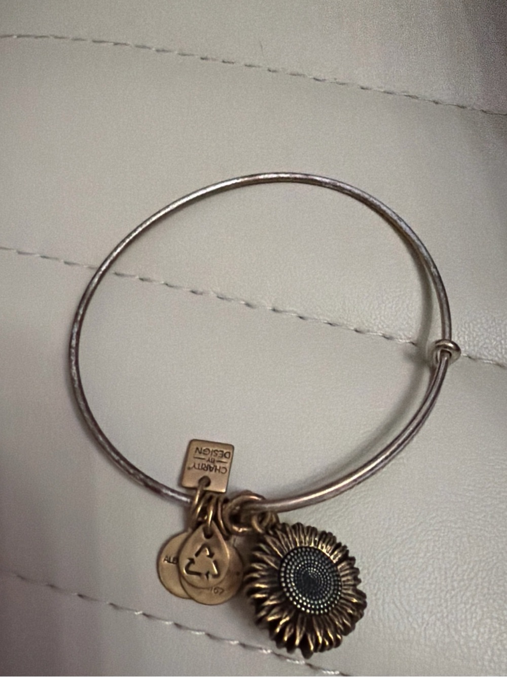 Alex and Ani Gold Sunflower Charm Bangle Bracelet
